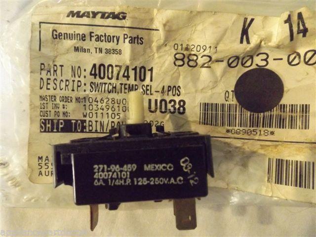 AMANA SPEED QUEEN WASHER 40074101 Switch,temp Sel-4 Pos NEW IN BAG AMANA SPEED QUEEN WASHER 40074101 Switch,temp Sel-4 Pos NEW IN BAG